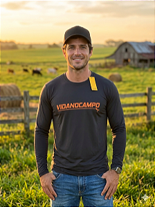 CAMISA TERMICA MASCULINA UV50+ | CINZA CHUMBO COM ALARANJADO