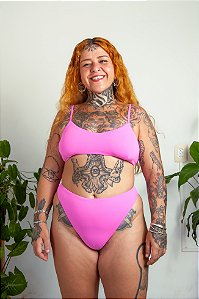 Top Double Rosa & Laranja Dendê (dupla face)