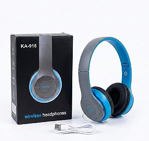 Fone SEM FIO KA 916 E    Cor:CINZA/AZUL UNIDADE
