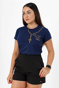 T-Shirt Feminina Rosário Pérolas
