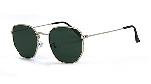 Óculos de Sol Unissex Hexagonal Prata