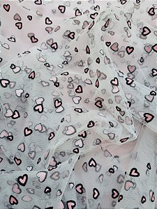 Tule coração ROSA 60cm