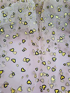 Tule coração AMARELO 60cm