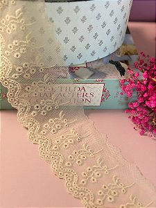 Renda de Organza 8cm/metro COR CRUA