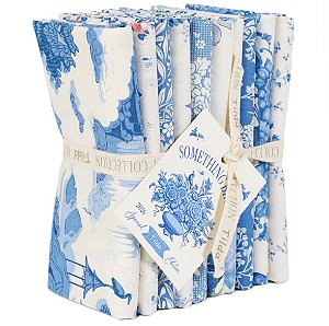 Kit tecidos Tilda something Blue Light com 10 estampas em fats de 50cm x 55cm