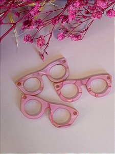 Óculos para bonecas em acrilico 3cm com 3 unidades rosa