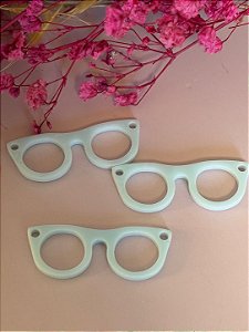 Óculos para bonecas em acrilico 3cm com 3 unidades azul clarinho