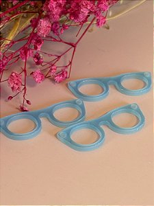 Óculos para bonecas em acrilico 3cm com 3 unidades azul transparente