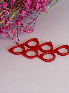 Óculos para bonecas em acrilico 3cm com 3 unidades vermelho