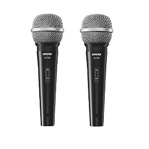 Kit 2 Microfone De Mão Com Fio Preto SV100 - SHURE