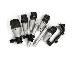 Kit com 7 Microfones Para Bateria Samson DK-7 Dinâmico C/ Case