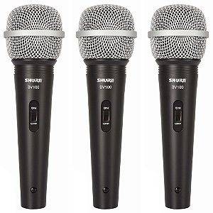 Kit 3 Microfones Profissionais Dinâmico Sv 100 - Shure