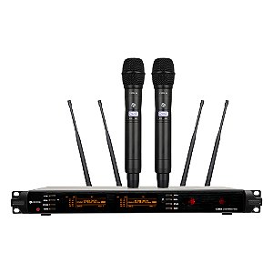 Microfone Duplo Profissional De Mão Sem Fio K2002m - Kadosh