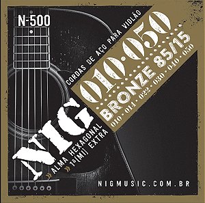Encordoamento Violão Aço Bronze N500 - 010/.050-6 Cordas Nig