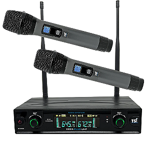 Microfone Sem Fio Duplo Uhf Tsi-8299 Plus
