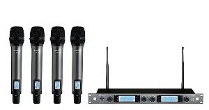 MICROFONE S/FIO KARSECT KRP4R QUADRUPLO MAO RACK