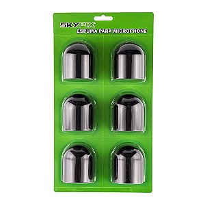 Kit 6 Espumas Para Microfone (preta) Sk-sp01 - Skypix