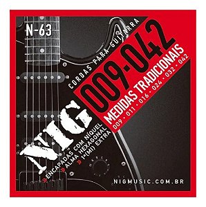 Encordoamento Guitarra N63 009/042 Tradicional + Brindes