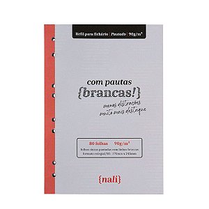 Bloco P/ Fichário Linhas Brancas Colegial/B5 Pautado Nali
