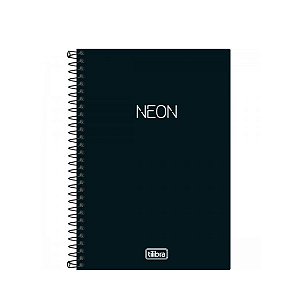CADERNO ESPIRAL CAPA PLÁSTICA 1/4 NEON PRETO 80 FLS TILIBRA