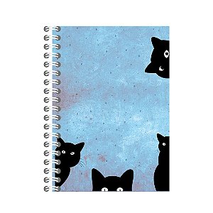 Planner Personalizado Wire-o A5 Gatos Curiosos Azul