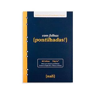 Bloco P/ Fichario Branco Colegial/B5 Pontilhado Nalí