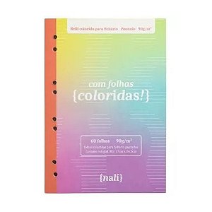 BLOCO P/ FICHÁRIO COLEGIAL NALÍ COLORIDO PAUTADO- B5