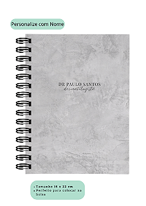 Agenda Masculina Personalizada Mármore cinza/preta