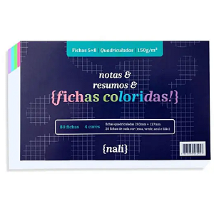 Fichas Coloridas 5 X 8 150g/m2 Quadriculada