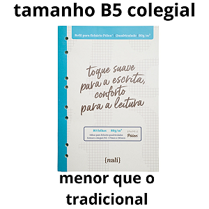 TAMANHO B5 COLEGIAL Bloco Fichário Pólen Quadriculado Nali