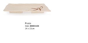 Prato Retangular Bamboo Bege 34 x 23