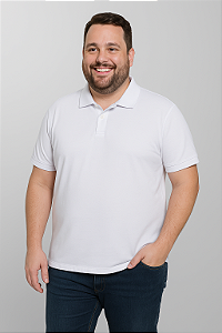 Camiseta Polo Plus Size Masculina Branco