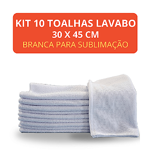 Kit 10 Toalhas Lavabo 30 x 45 cm Branca Para Sublimação