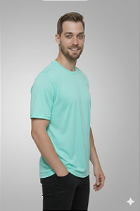 Camiseta Masculina Dry Fit Comfort com Elastano Verde Claro (Tiffany Blue)