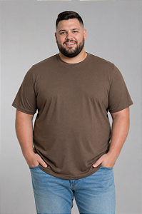 Camiseta Plus Size PV Malha Fria Marrom Mocca Mousse