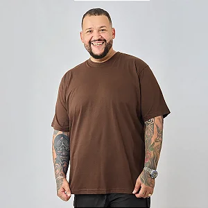 Camiseta Plus Size PV Malha Fria Marrom Mocca Mousse