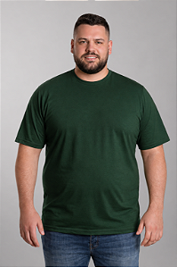 Camiseta Masculina Plus Size Verde Militar 100% Poliéster