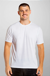 Camiseta Masculina 100% Poliéster Branca Anti pilling