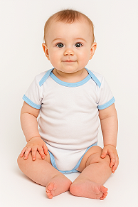 Body infantil Bebê Branco detalhe Azul Poliplex