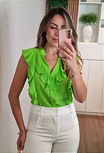 Regata crepe babados