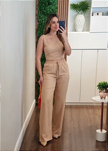 Conjunto top e calça Barbara areia