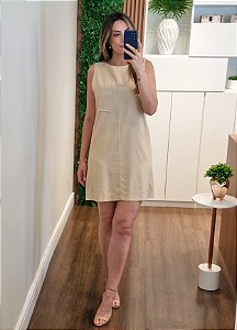 Vestido cru curto linho Catarina