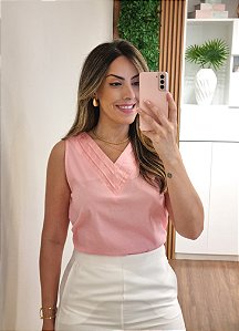Regata rosa tricoline decote V