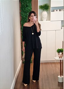 Conjunto manga 3/4 preto