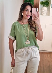 Blusa detalhe linho verde