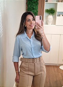 Camisa viscose listrada azul
