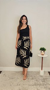 Saia midi bordada Chloe