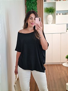 Blusa ampla assimétrica preta