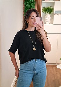 Blusa ampla manga morcego preta