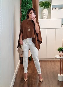 Blusa capa com top marrom